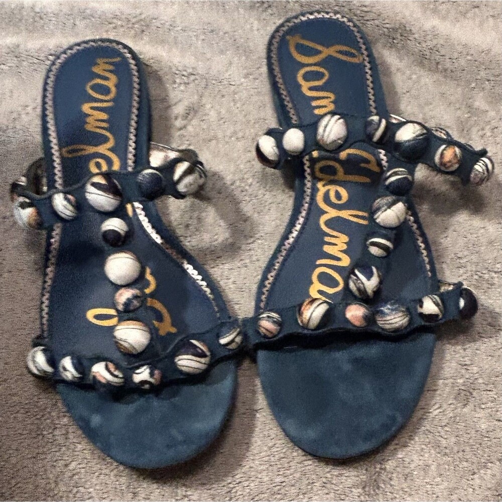 Sam Edelman Sandels Blue Natural Beads, Size 7.5, BoHo